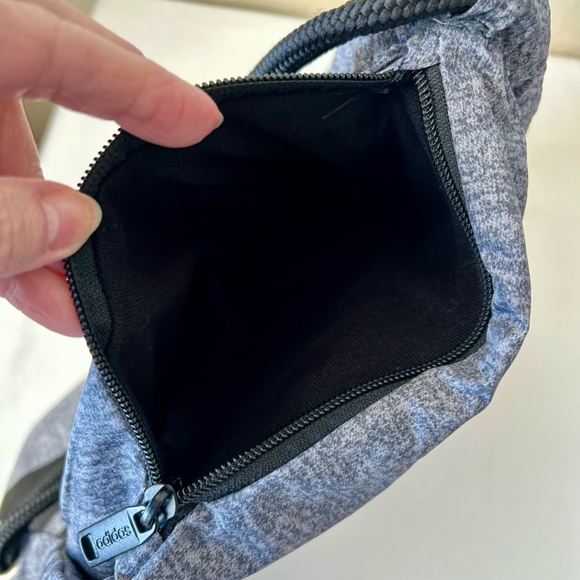 Adidas Draw String Gym Sack Black Gray Merle Zipper Side Pocket Logo - Picture 5 of 6